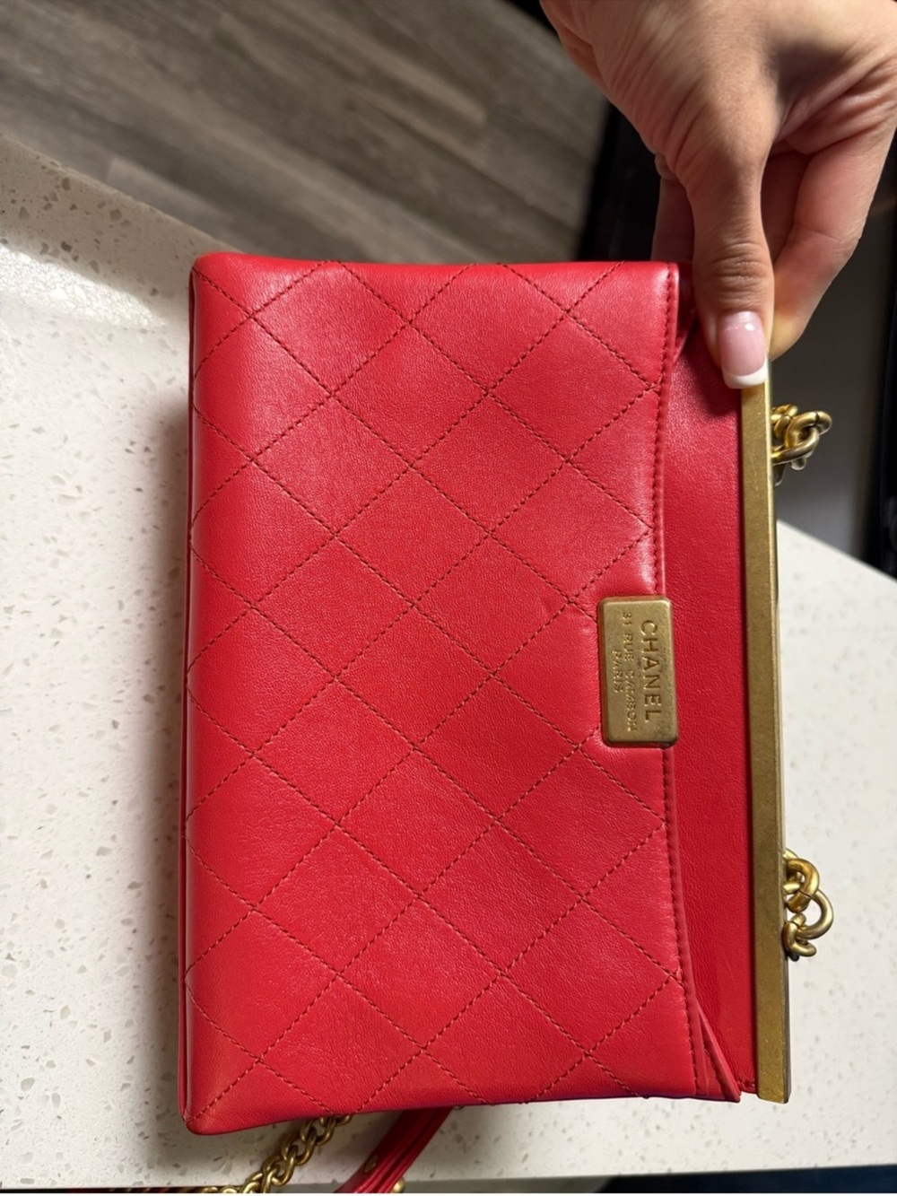 CHANEL Red Quilted Leather Shoulder Bag with Gold Hardware - Picture 2 of 14